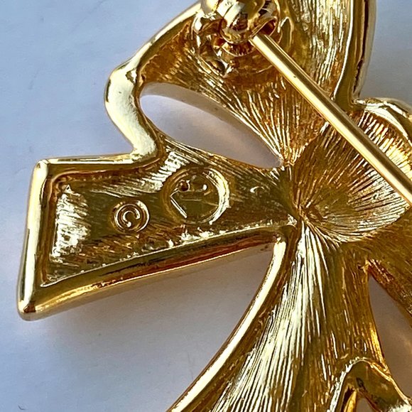 Swarovski Bow Gold Crystals Pin Brooch - Picture 3 of 7